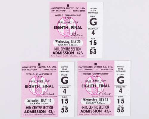 Three Old Trafford 1966 World Cup tickets