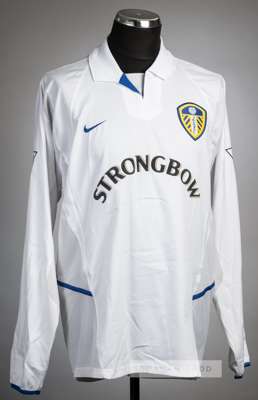 Nick Barmby white Leeds United no.12 home jersey, season 2002-03,
 Nike, long-sleeved with THE FA PREMIER LEAGUE sleeve badges, club crest badge, Nike