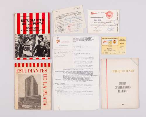 A rare selection of memorabilia relating to Estudiantes v. Manchester United, 1968