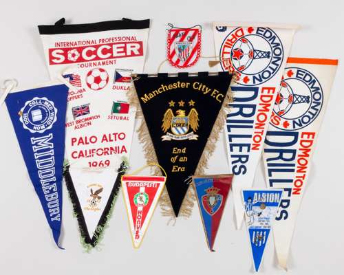 Collection of West Bromwich Albion pennants, including from European and American opposition