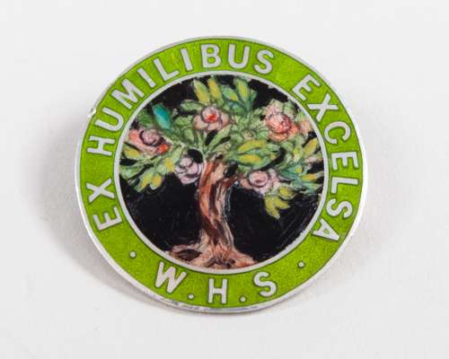 Silver and enamel Wimbledon High School brooch