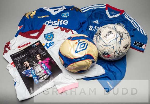 Portsmouth FC jerseys and memorabilia v Chelsea in the FA Cup Final at Wembley, 15th May 2010,
 comprising Ricardo Rocha white and claret Portsmouth n