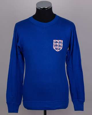 Gordon Banks blue airtex No.1 England v. Brazil “Save of The Century” match worn shirt, 1970