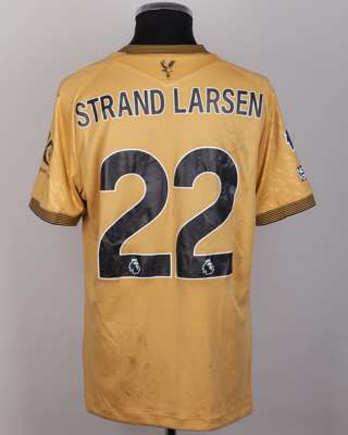 Jørgen Strand Larsen No.22 Crystal Palace v. Brighton (Away) match worn shirt