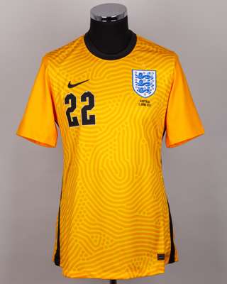 Aaron Ramsdale yellow No.22 England v. Austria goalkeeper shirt, 2021