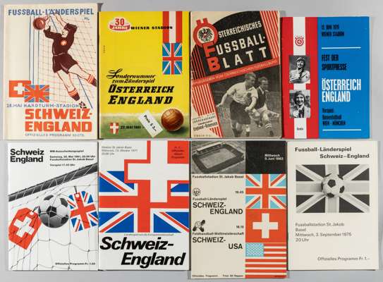 England away programmes v Austria, Switzerland & West Germany, 1952-78,
 Austria 25/5/1952, 27/5/1961, 13/6/1979; v Switzerland 28/5/1952, 5/6/1963, 1