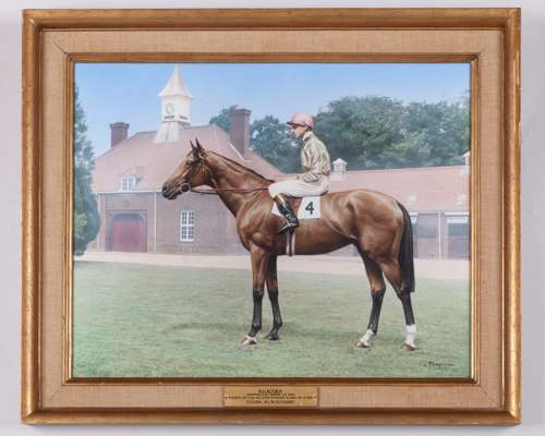 Photographic print of the racehorse Busted with Bill Rickaby up