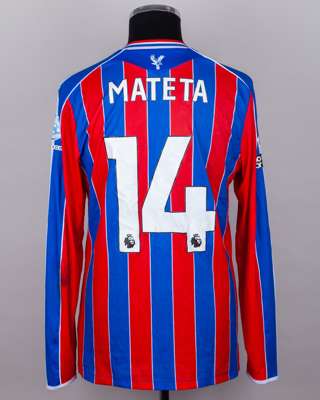 Jean-Philippe Mateta red and blue No.14 Crystal Palace v. Liverpool match worn shirt