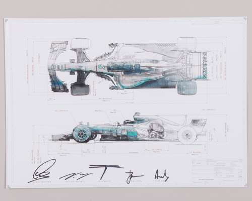 Mercedes-AMG Petronas Motorsport 2017 Signed Technical Drawing