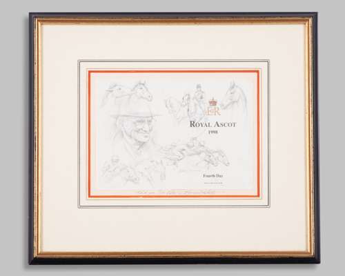 Barrie Linklater (British,1931-2017) drawing on Royal Ascot racecard for Sir Peter O'Sullevan