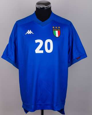 Francesco Totti blue No.20 Italy v. Portugal match worn short-sleeved shirt, 2000