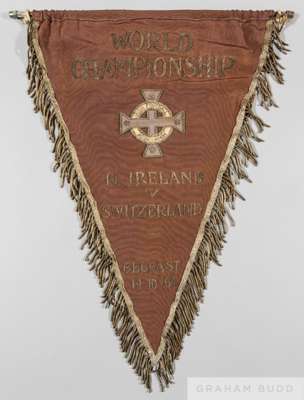 Official pennant for the Northern Ireland v Switzerland 1966 World Cup qualifying match