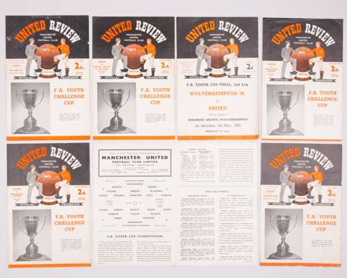Seven Manchester United Youth match programmes, 1952-1956