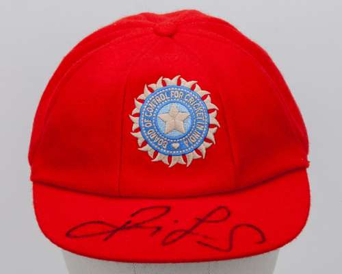 Ravindra Jadeja red India Red For Ruth match worn autographed cap