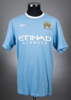 Emanuel Adebayor sky blue Manchester City no.25 home jersey from the 2009-10 South African Tour which saw City compete in the Vodacom Tournament Final