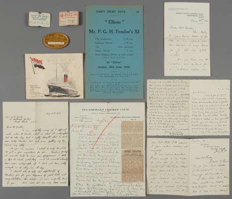 A group of hand written letters to Mr & Mrs Percy Fender from Surrey CCC cricketers Jack Hobbs, Herbert Strudwick and Andrew Sandham,
 comprising: one