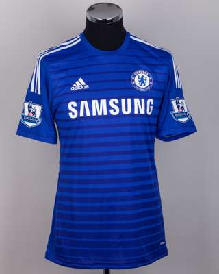 Eden Hazard blue and white No.10 Chelsea short-sleeved shirt, 2014-15
