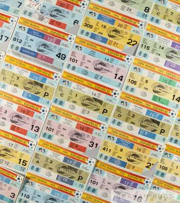 A complete collection of 52 tickets from the 1982 World Cup in Spain