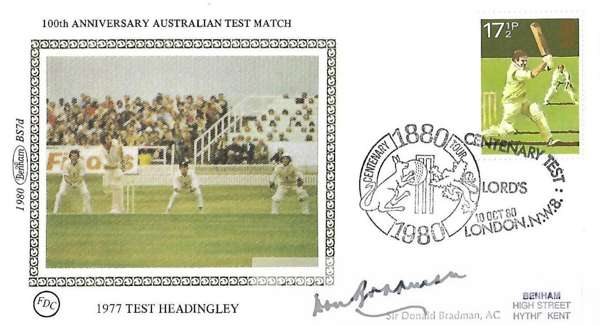 Cricket: Sir Don Bradman signed First Day Cover celebrating the 100th anniversary Australia Test Match