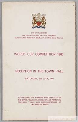 City of Manchester civic reception programme to welcome the 1966 World Cup