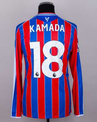 Daichi Kamada red and blue No.18 Crystal Palace v. Liverpool match worn shirt