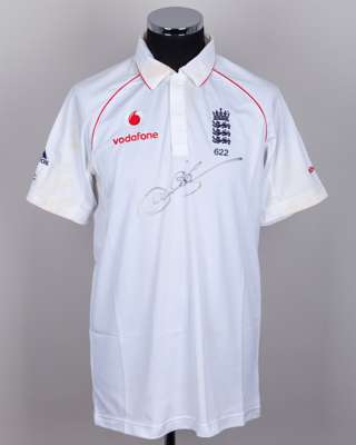 Paul Collingwood England v. West Indies Test series match worn autographed shirt, 2009