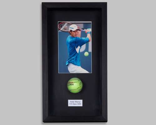 Andy Murray autographed Wilson US Open 2009 tennis ball display