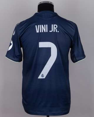 Vinicius Junior navy No.7 Real Madrid autographed short-sleeved shirt, 2025