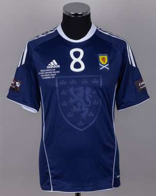 David Healy - Steven Naismith blue and white No.8 Scotland match worn shirt, 2011