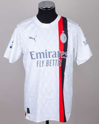 Fikayo Tomori white No.23 AC Milan v. Roma short-sleeved shirt, 2023