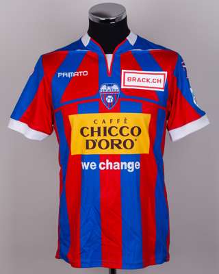 Gaston Magnetti red and blue No.10 Chiasso short-sleeved shirt