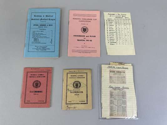 Reading Schools Football Association Handbook, 1951-52 and 1953-54, Reading Challenge Cup Competition Handbook and Rules, 1960s etc
