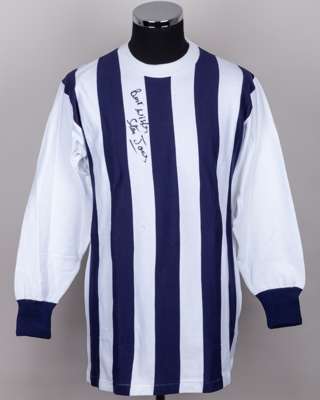 Stan Jones blue and white No.5 West Bromwich Albion autographed shirt, 1964-69