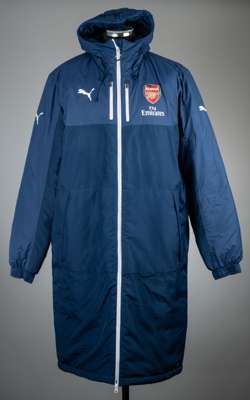 Arsene Wenger blue Arsenal Puma padded bench match day coat