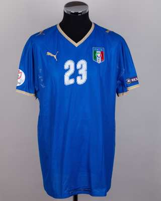 Marco Materrazzi blue No.23 Italy v. Holland short-sleeved shirt, 2008