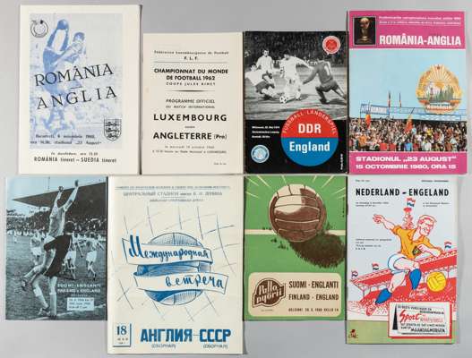 England away programmes v USSR, East Germany, Finland, Luxembourg, Australia, Cyprus, 1956-80,
 v Russia 18/5/1958; v East Germany 29/5/1974; v Finlan