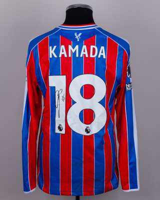 Daichi Kamada red and blue No.18 Crystal Palace v. Brighton match worn shirt