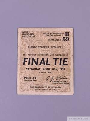 F.A. Cup Final ticket for Manchester City v Portsmouth, 28th April 1934
 No.930