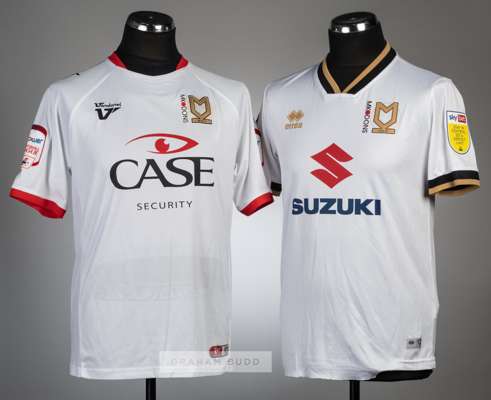 Two MK Dons jerseys, season's 2012-13 and 2020-21,
 comprising Alan Smith white and red no.11 home short-sleeved jersey, with NPOWER FOOTBALL LEAGUE s