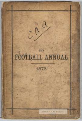 The Football Annual 1873, edited by Charles W. Alcock, published by Virtue & Co., London,
 second edition, 114-pages with card cover, featuring hints 