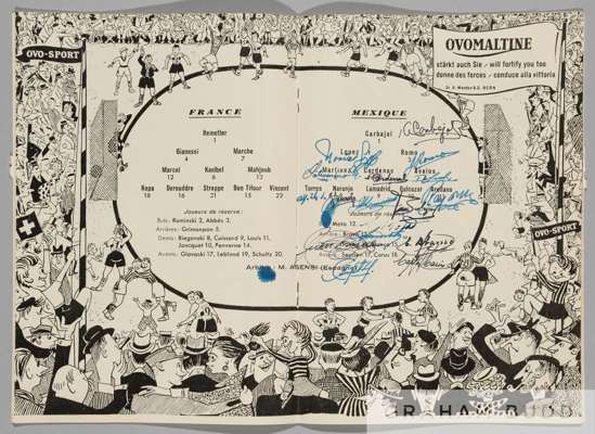 1954 World Cup programme signed by the Mexico team in the Group 1 match v France