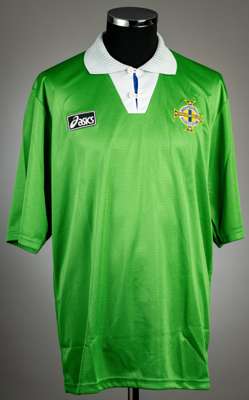 Green Northern Ireland no.18 jersey, circa 1994-95
 Asics, short-sleeved with national emblem, reverse numbered 18, size large, condition is good