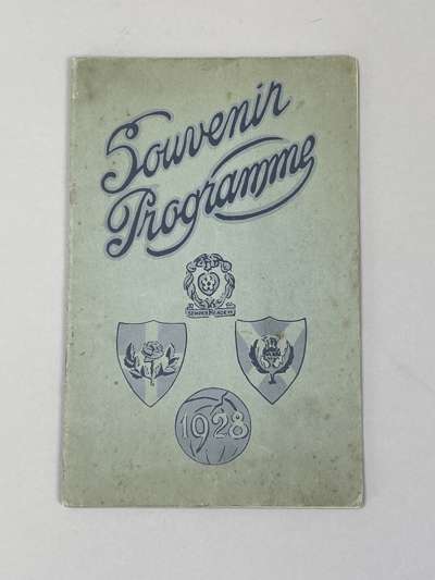 An England v. Scotland, Leicester Schools Football Association match programme, 121/4/1928, played at Filbert Street

 Covers stained and slight foxin