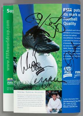 Japanese/English edition of the 2002 World Cup Official programme signed by the Manchester United players in the England squad,
 signatures comprising