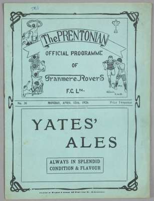 Tranmere Rovers v New Brighton programme 12th April 1926,  

F.L. Division Three North fixture