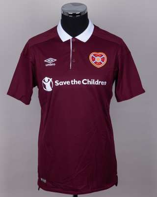 Kyle Lafferty maroon No.9 Hearts of Midlothian short-sleeved shirt, 2017-18