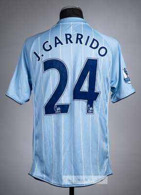 Javier Garrido blue Manchester City No.24 home jersey, season 2007-08,
 Le Coq Sportif, short-sleeved with BARCLAYS PREMIER LEAGUE sleeve badges, embr