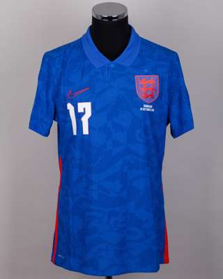 Joe Gomez blue No.17 England v. Denmark short-sleeved shirt, 2020