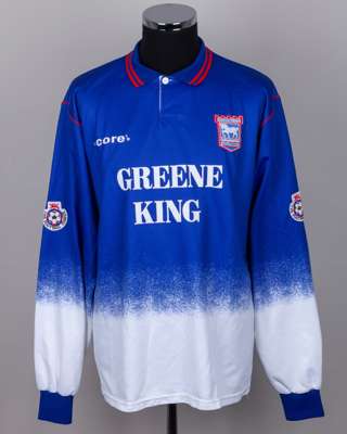 Blue and white No.12 Ipswich long-sleeved shirt, 1995-96