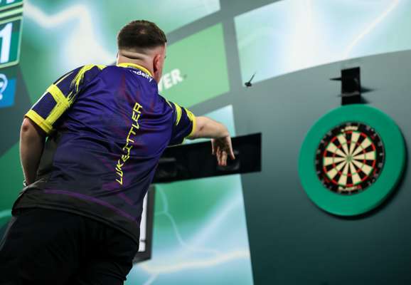 Luke Littler v. David Davies Round 2, match-used dartboard